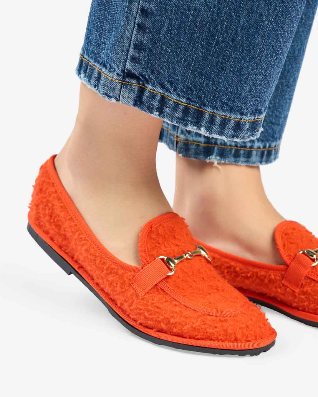 FRIULANE DONNA MODELLO MOCASSINO IN PANNO CASENTINO ARANCIONE