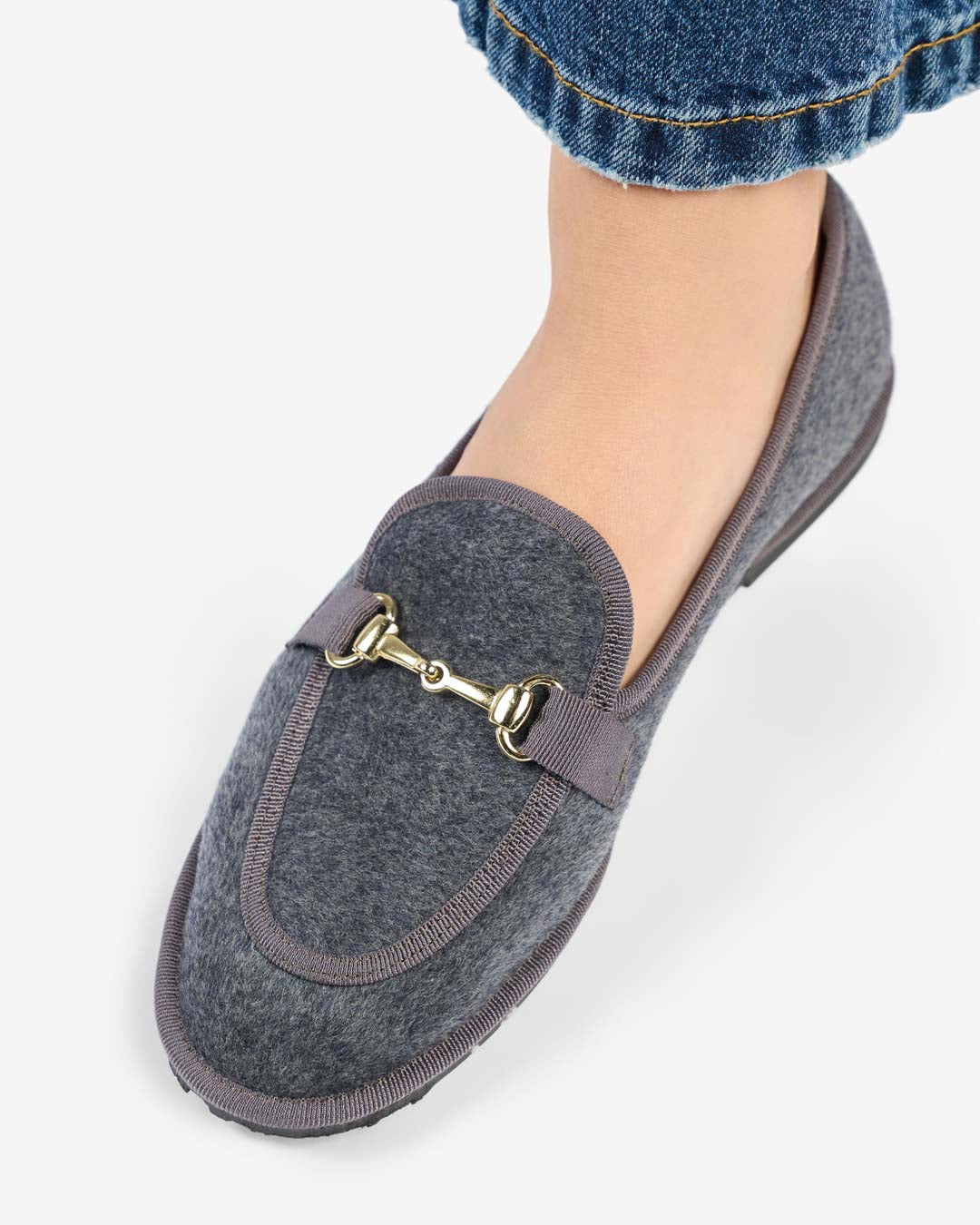 WOMEN'S FRIULANE LOAFERS GREY WOOL AND CASHMERE