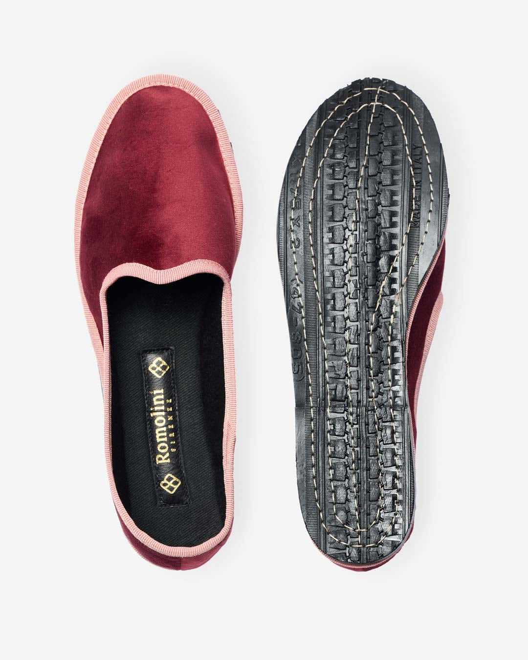 FRIULANE DONNA BORDEAUX BORDO ROSA IN VELLUTO