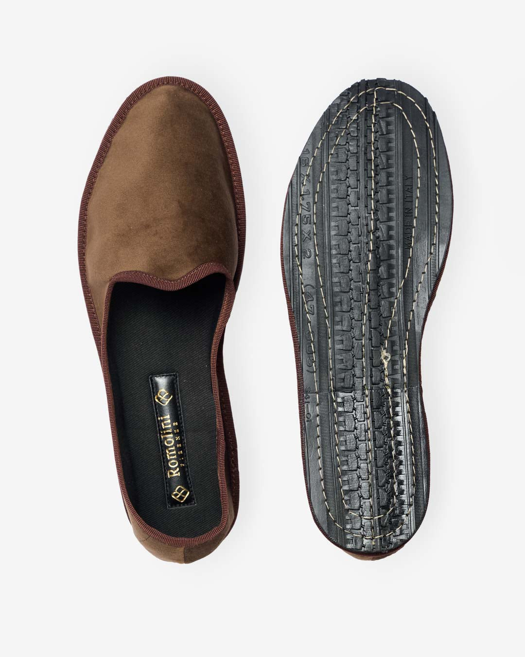 MEN'S DARK BROWN VELVET FRIULANE SLIPPERS