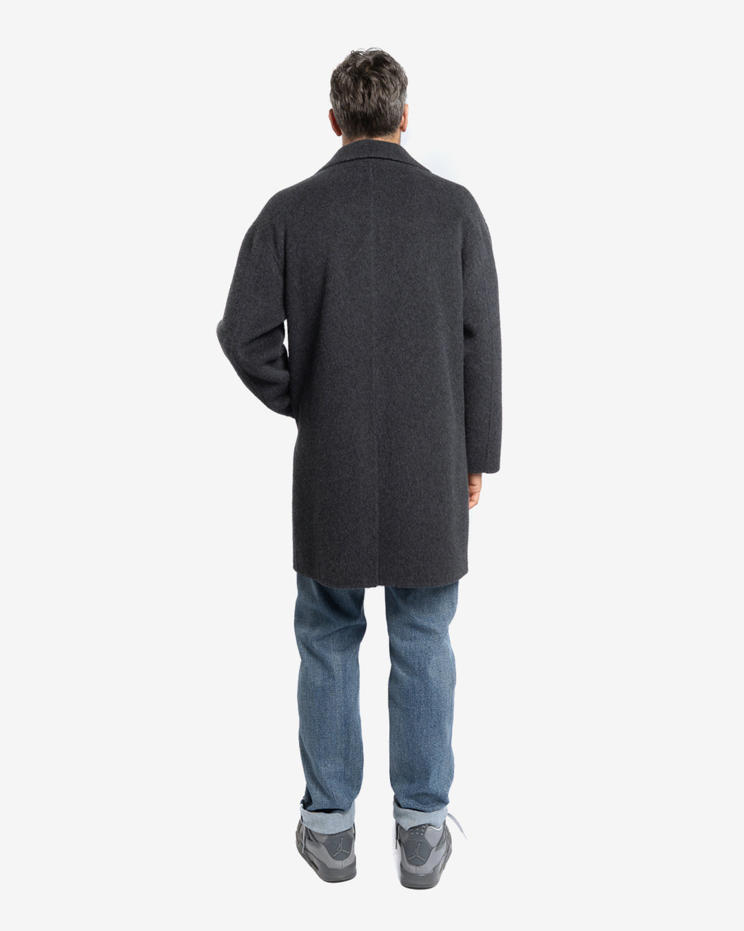 Cappotto midi regular doppiopetto in lana e cashmere grigio