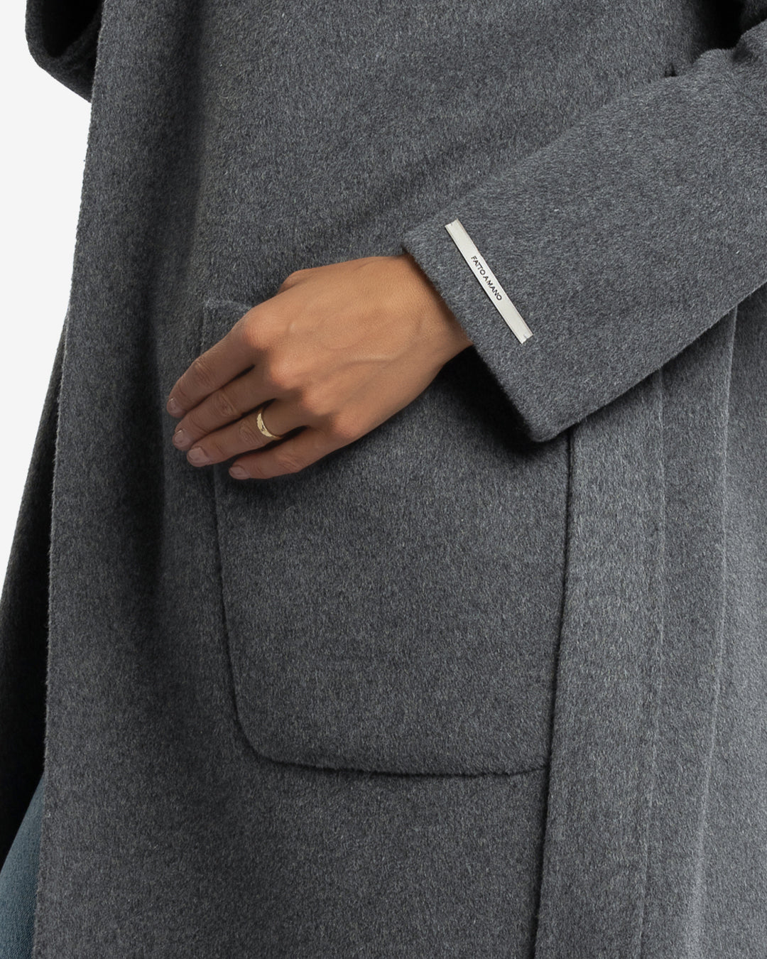 Cappotto lungo con cappuccio in lana e cashmere grigio