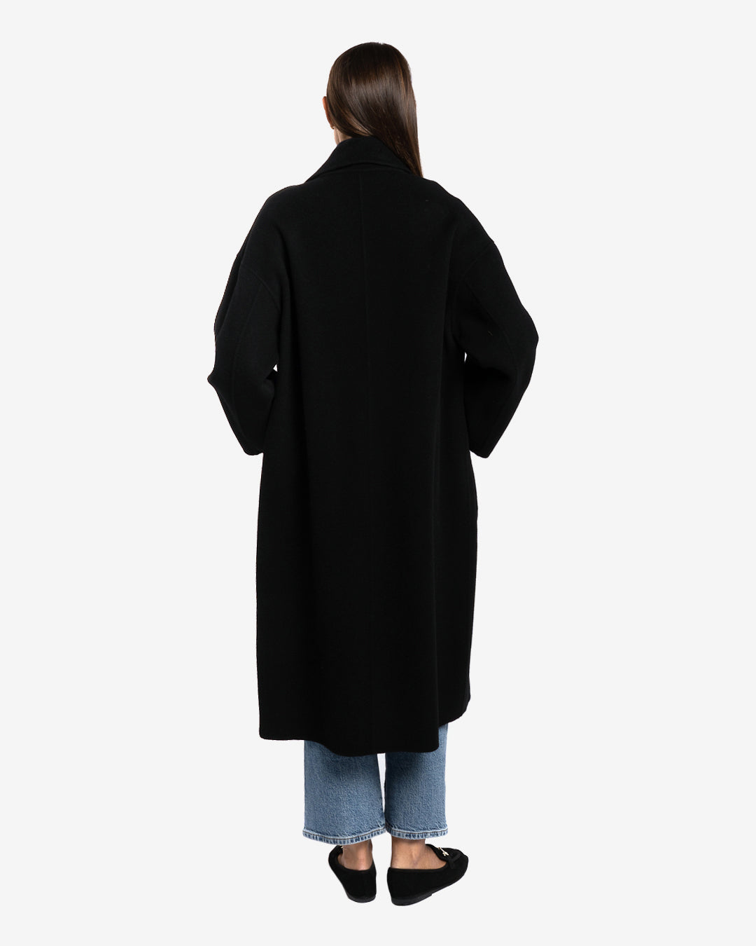 Cappotto over in lana e cashmere nero