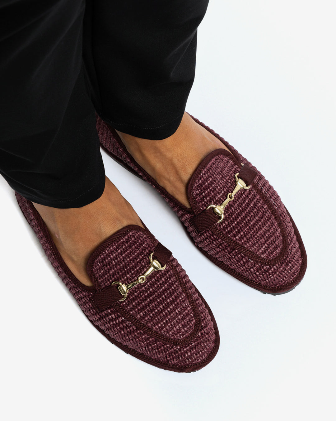 Friulane Uomo Mocassino Bordeaux in Rafia