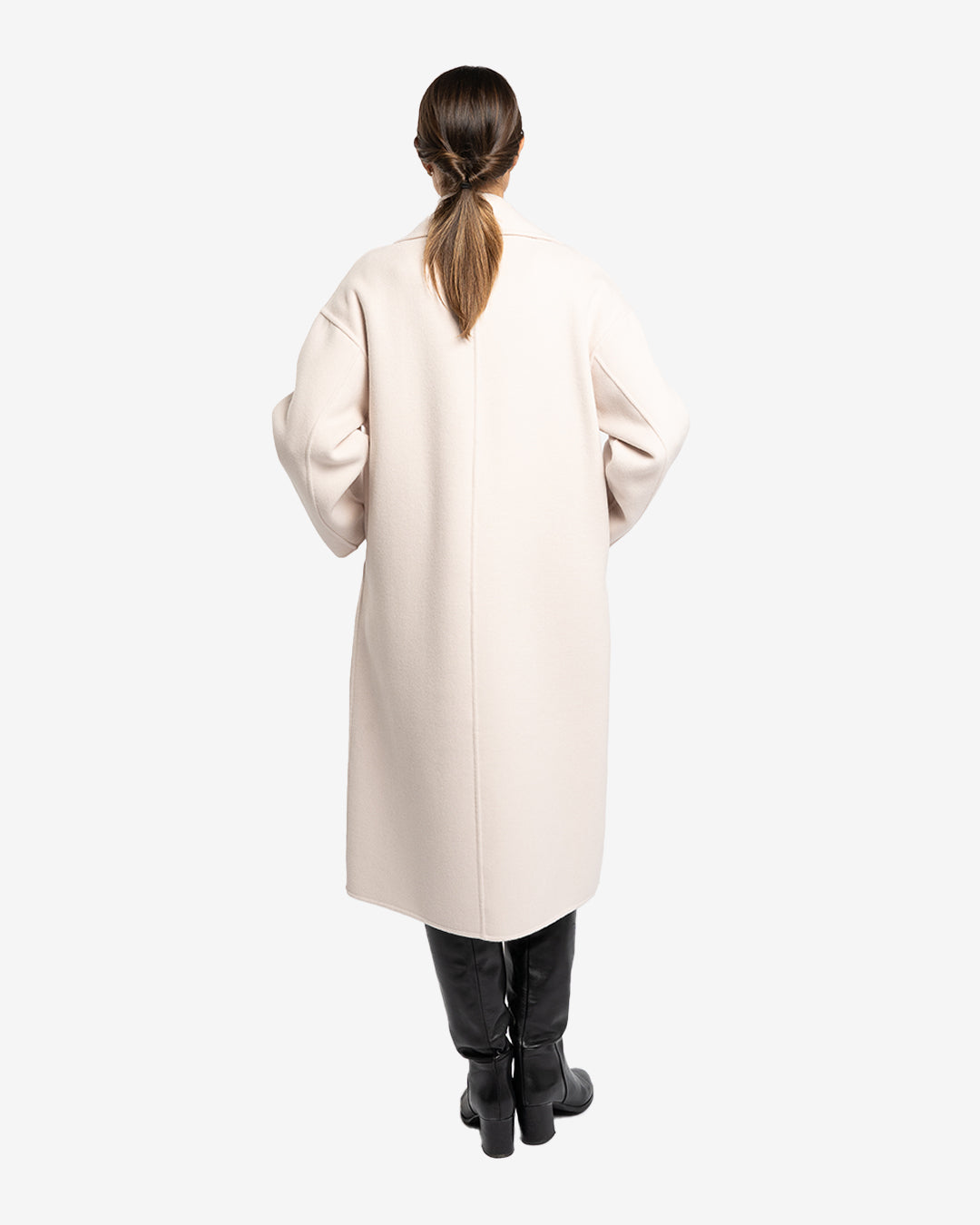 Cappotto over in lana e cashmere champagne