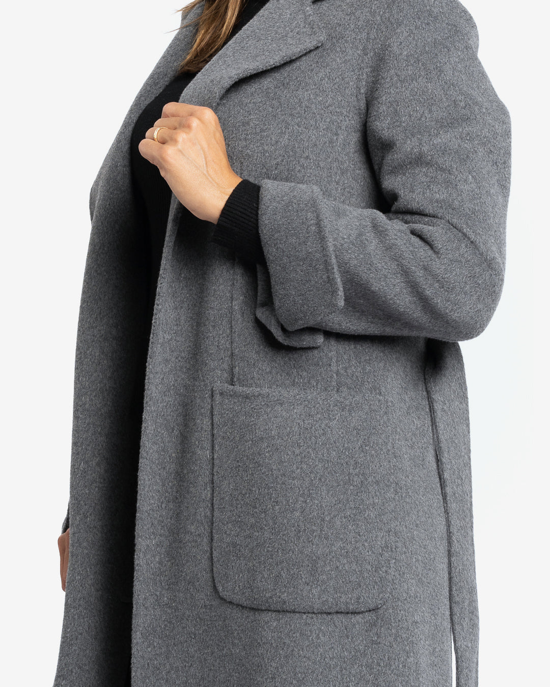 Cappotto slim lungo in lana e cashmere grigio