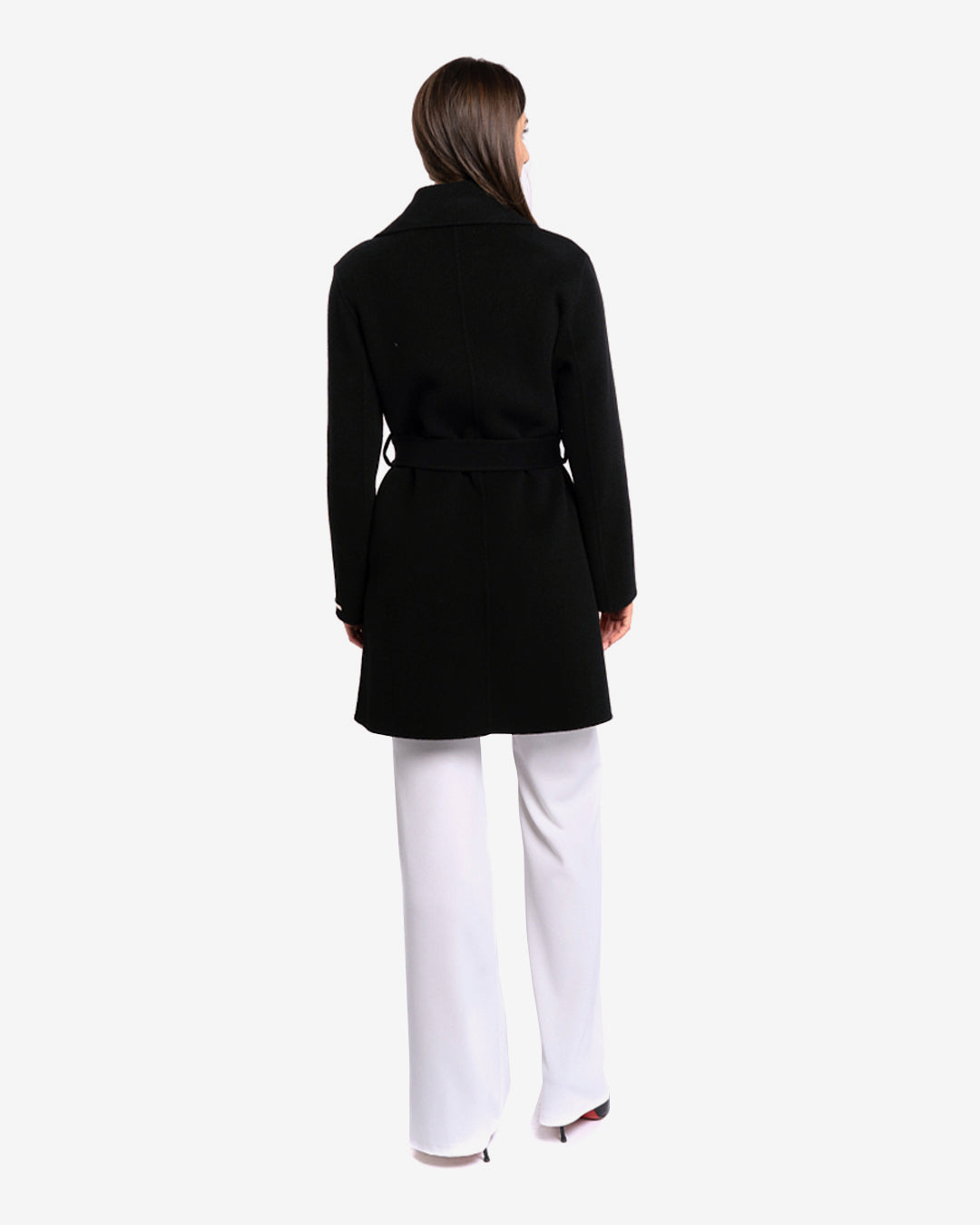 Cappotto midi in lana e cashmere nero