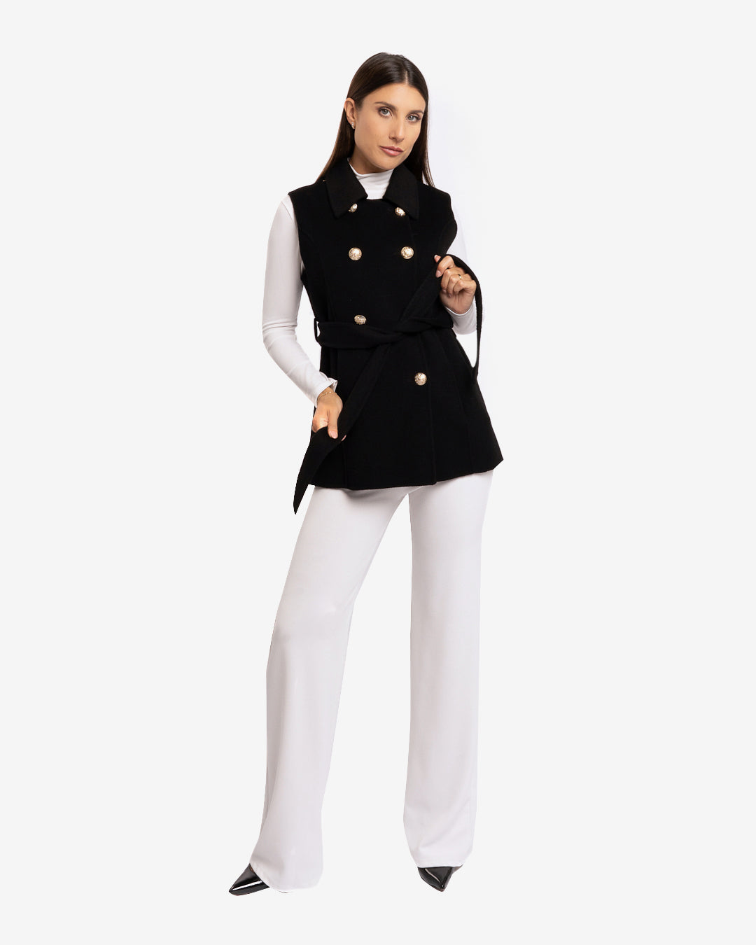 Cappa doppiopetto con gilet nero