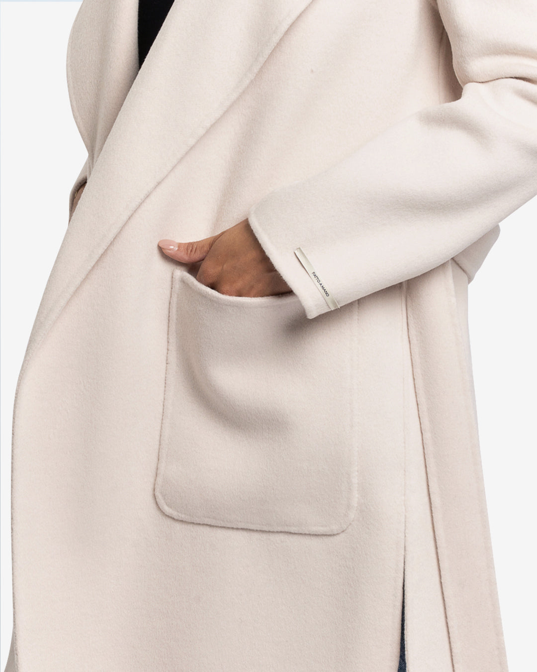 Cappotto midi in lana e cashmere champagne