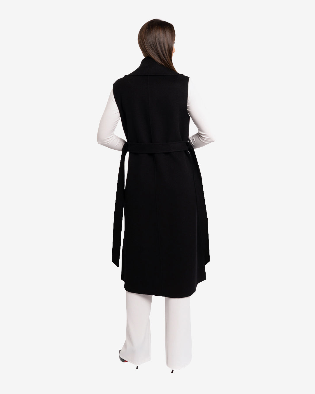 Black wool and cashmere sleeveless coat