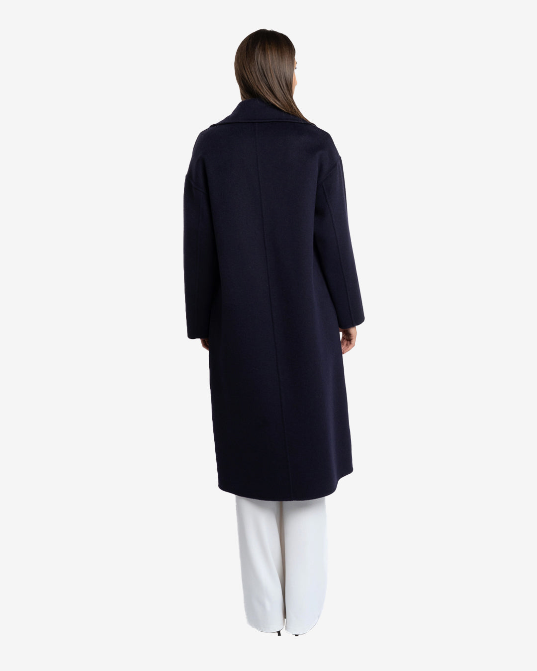 Cappotto over in lana e cashmere blu