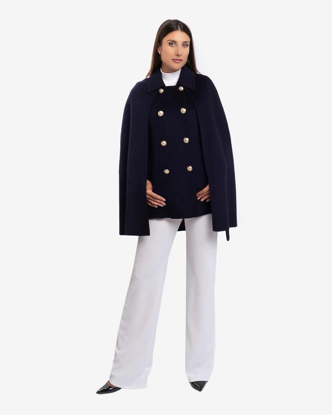 Cappa doppiopetto con gilet blu